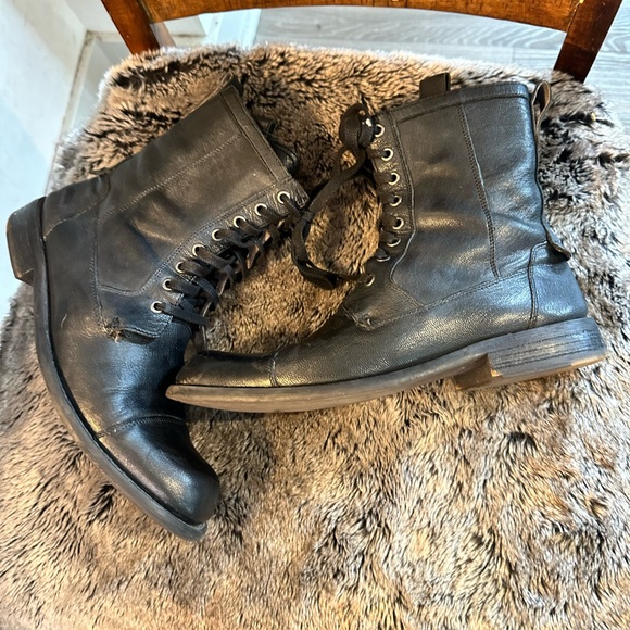 John Varvatos Fleetwood Black Leather Lace Up Combat Boots, Size 10 - Picture 7 of 12